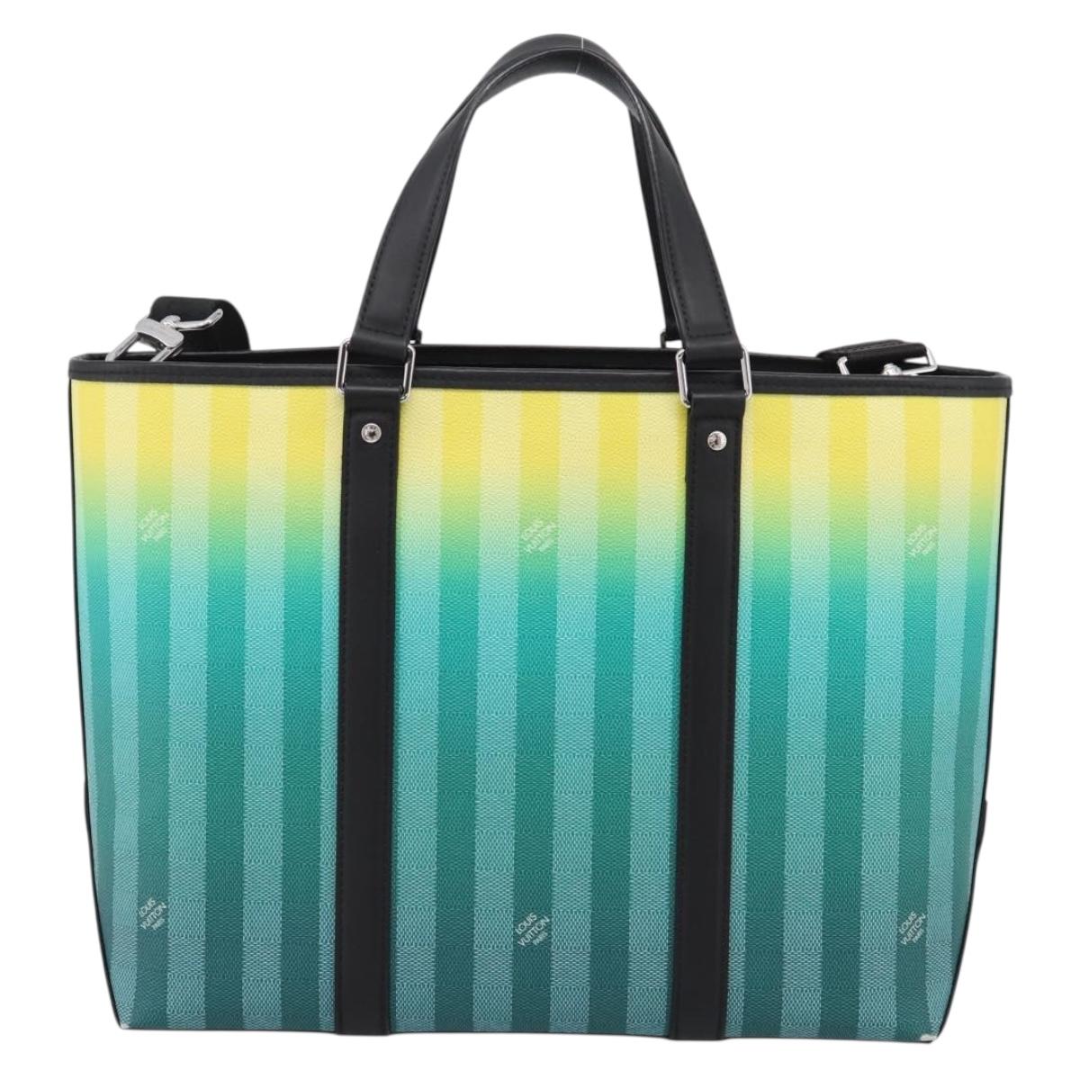 LOUIS VUITTON Damier Stripe Weekend Tote PM Bag Green M59919 LV Auth 204811A