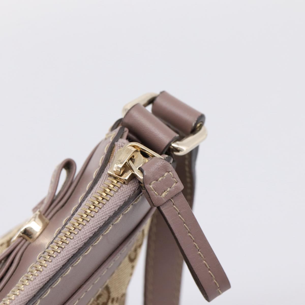 GUCCI GG Canvas Mayfair Shoulder Bag Beige Gold 257065 Auth 204812