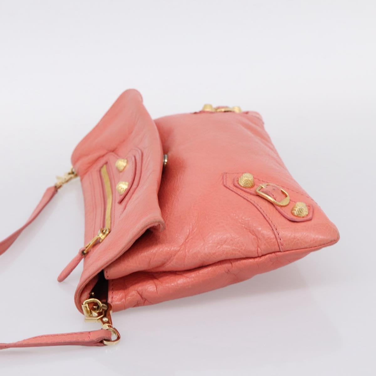 BALENCIAGA Giant Envelope Shoulder Bag Leather Pink Gold Auth 204813A