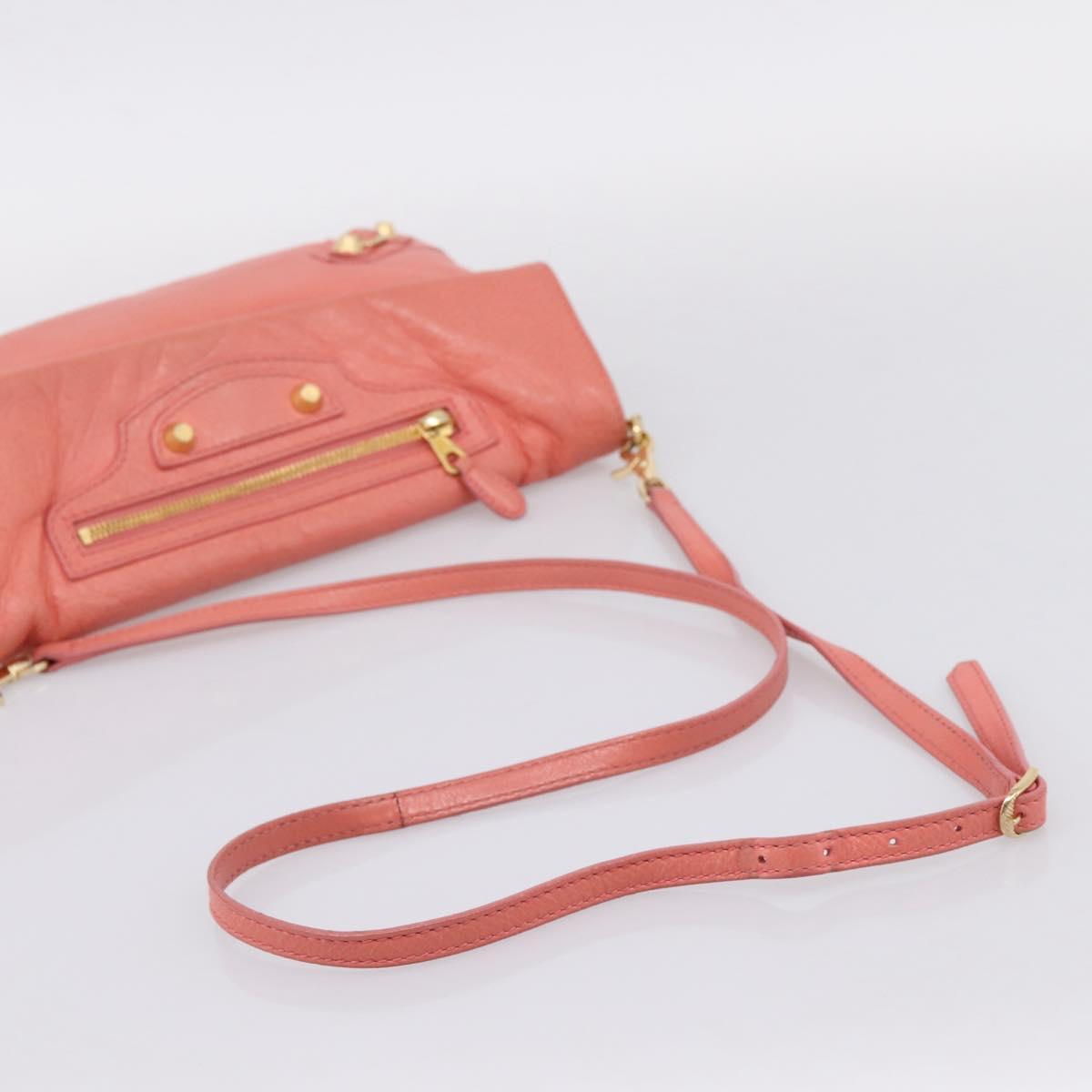 BALENCIAGA Giant Envelope Shoulder Bag Leather Pink Gold Auth 204813A