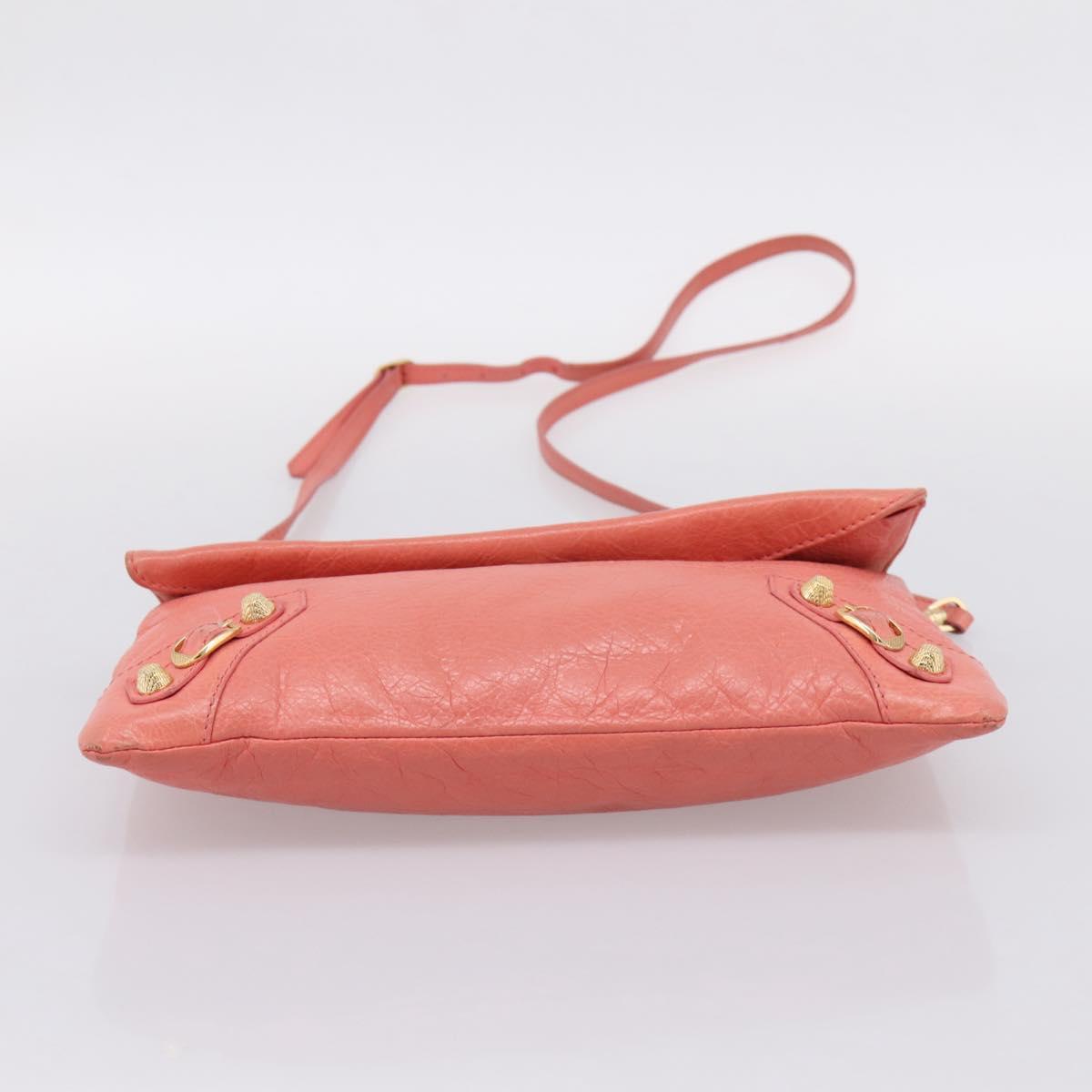 BALENCIAGA Giant Envelope Shoulder Bag Leather Pink Gold Auth 204813A