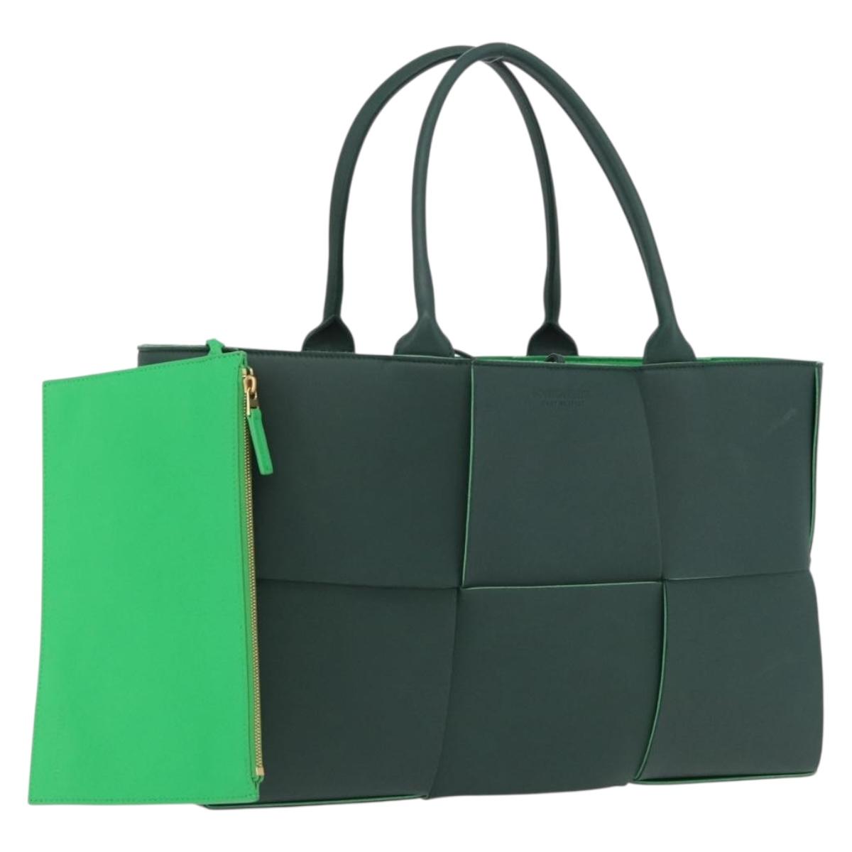 BOTTEGA VENETA MAXI INTRECCIATO Arco Tote Bag Green Auth 204817V