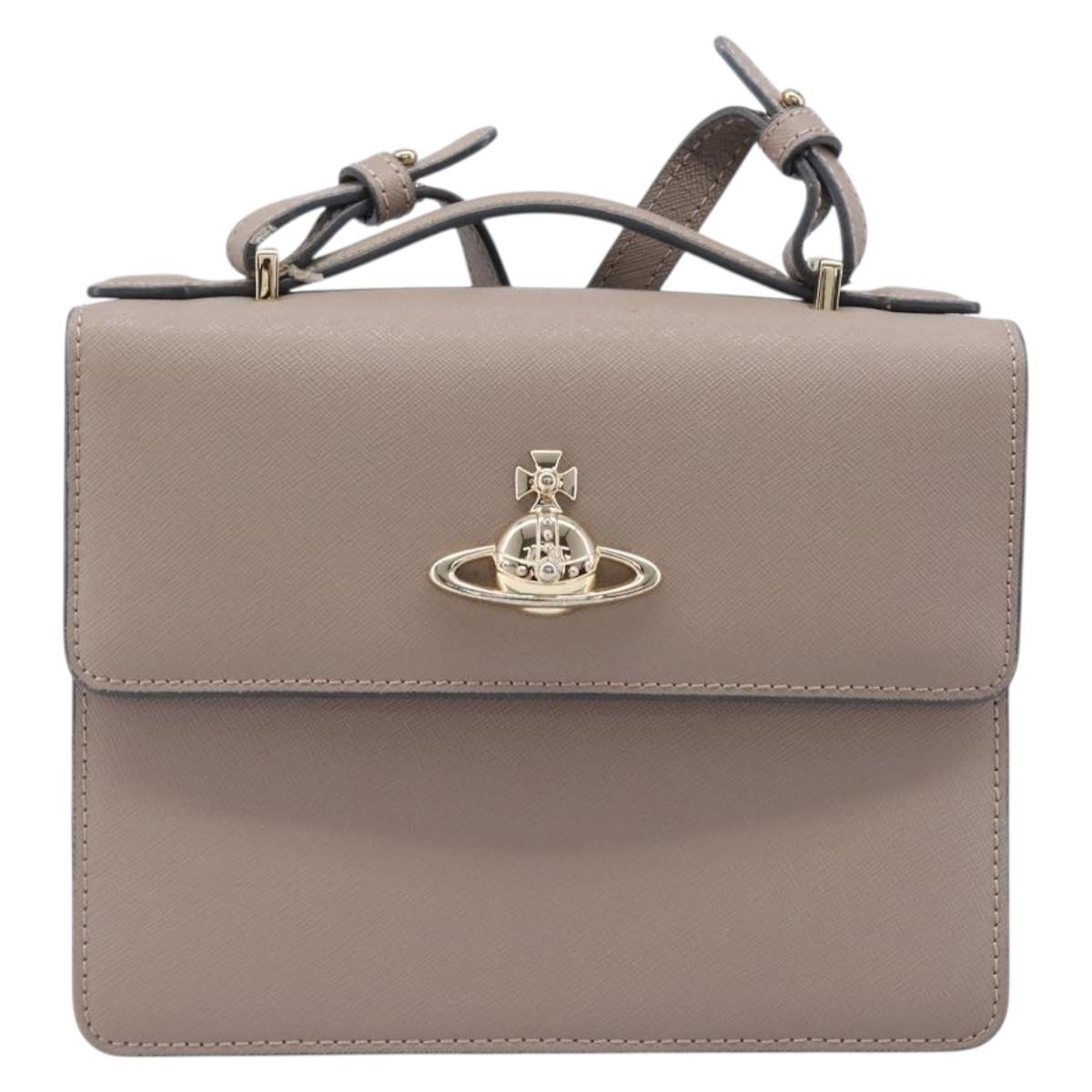 Vivienne Westwood Hand Bag Leather 2way Gray Gold Auth 204819V