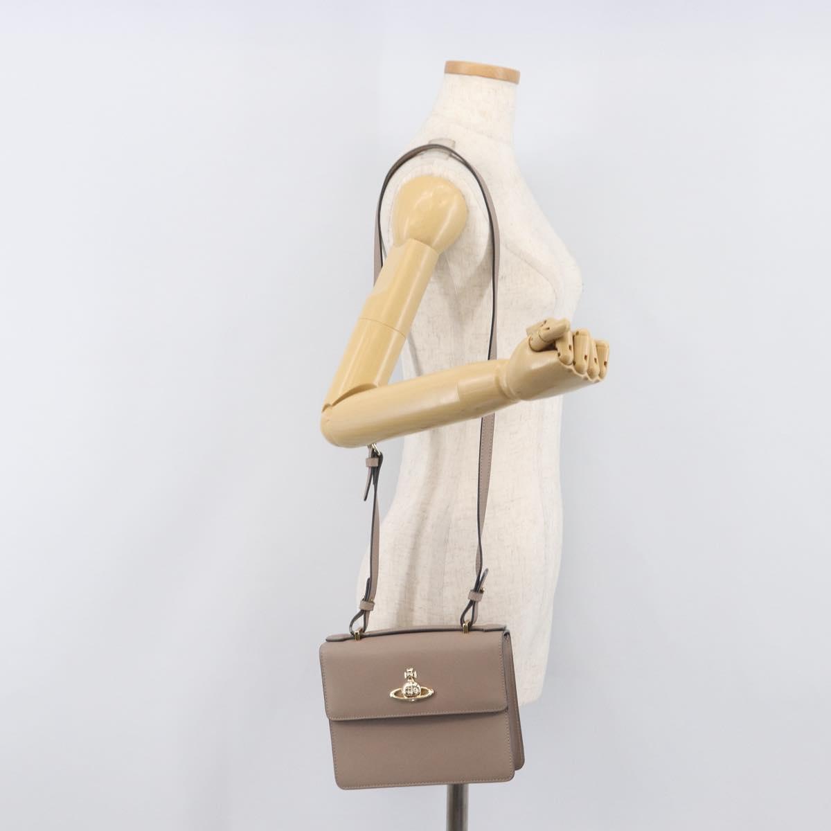 Vivienne Westwood Hand Bag Leather 2way Gray Gold Auth 204819V
