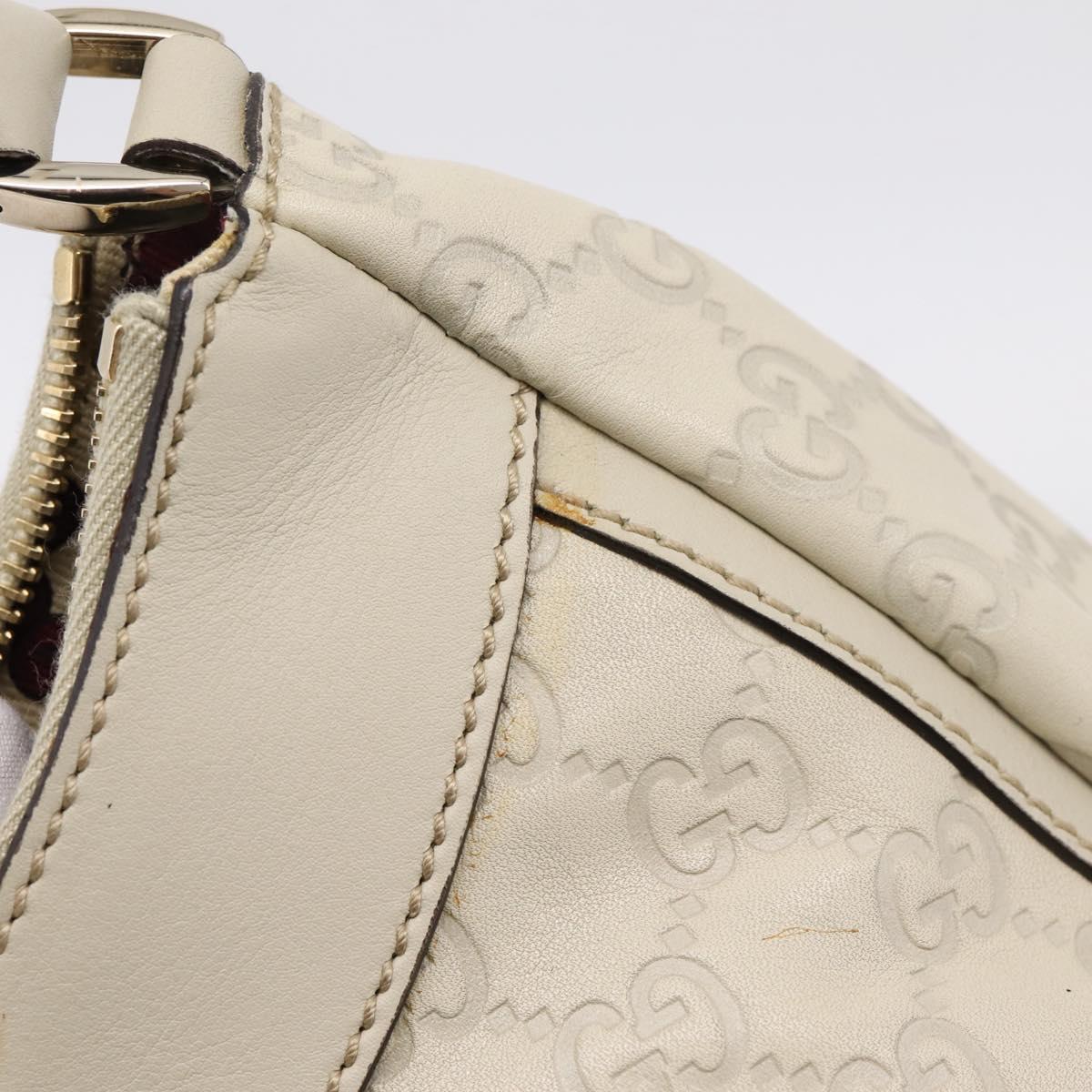 GUCCI GuccissimaGG Abbey Shoulder Bag Leather Ivory Gold 190525 Auth 204823V