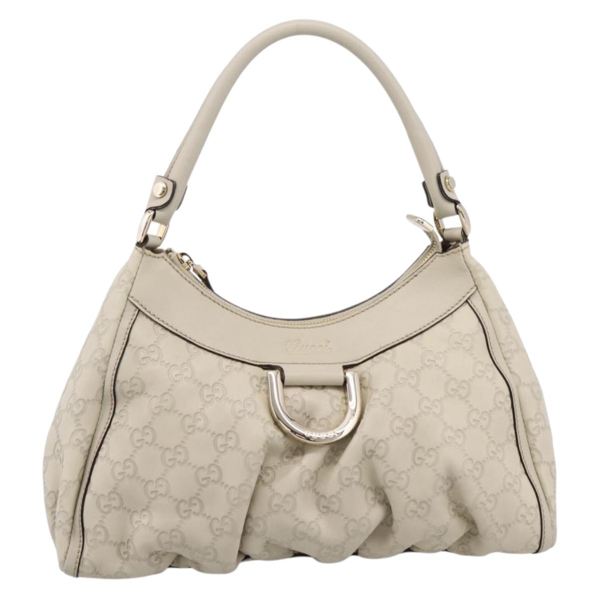 GUCCI GuccissimaGG Abbey Shoulder Bag Leather Ivory Gold 190525 Auth 204823V