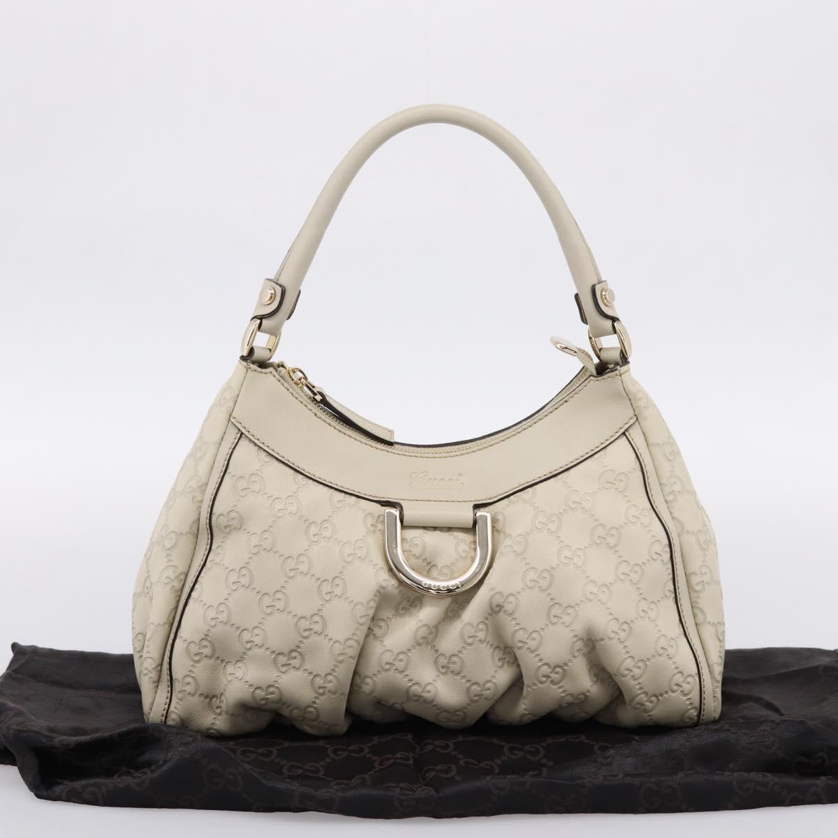 GUCCI GuccissimaGG Abbey Shoulder Bag Leather Ivory Gold 190525 Auth 204823V
