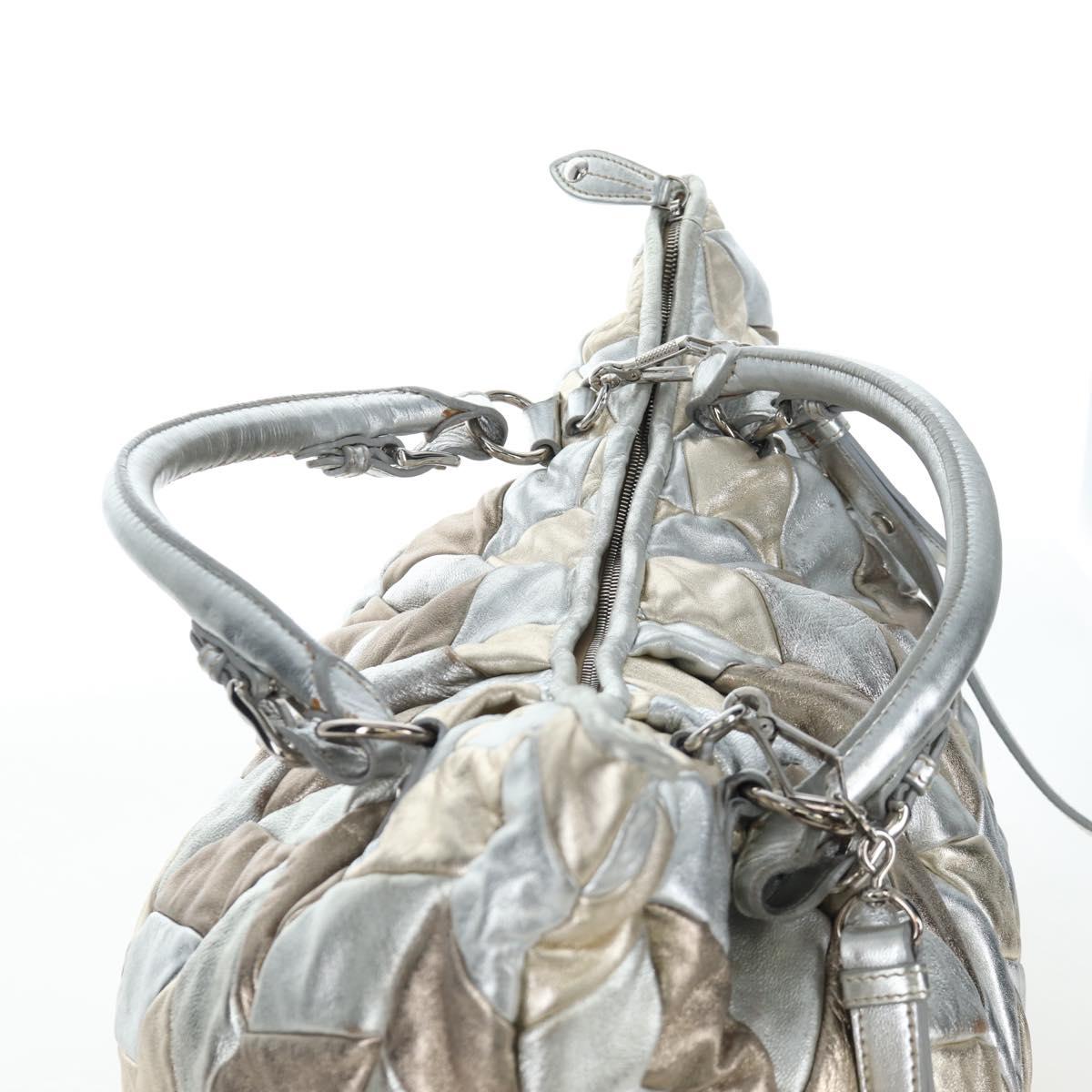 Miu Miu Hand Bag Leather 2way Silver Auth 204825A