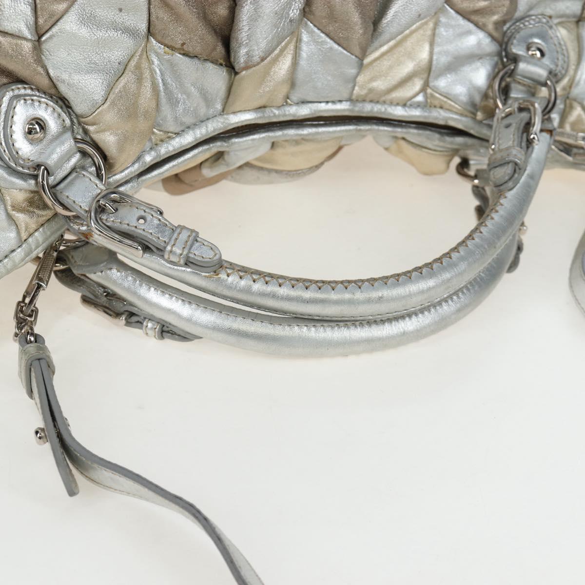 Miu Miu Hand Bag Leather 2way Silver Auth 204825A