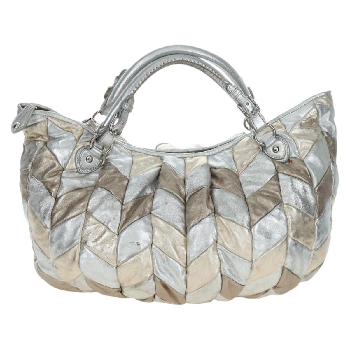 Miu Miu Hand Bag Leather 2way Silver Auth 204825A