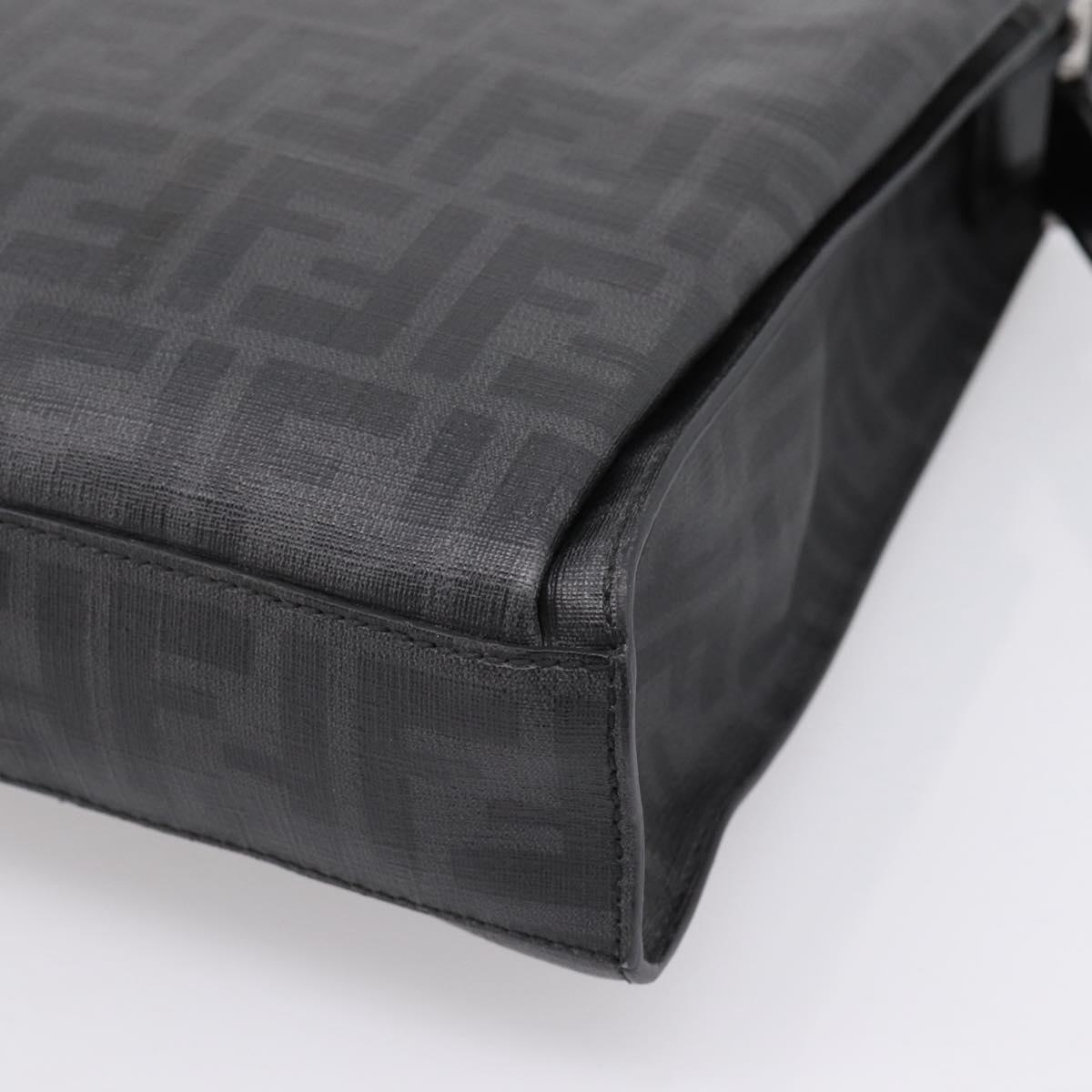 FENDI Zucca Canvas Shoulder Bag PVC Black Silver Auth 204826A