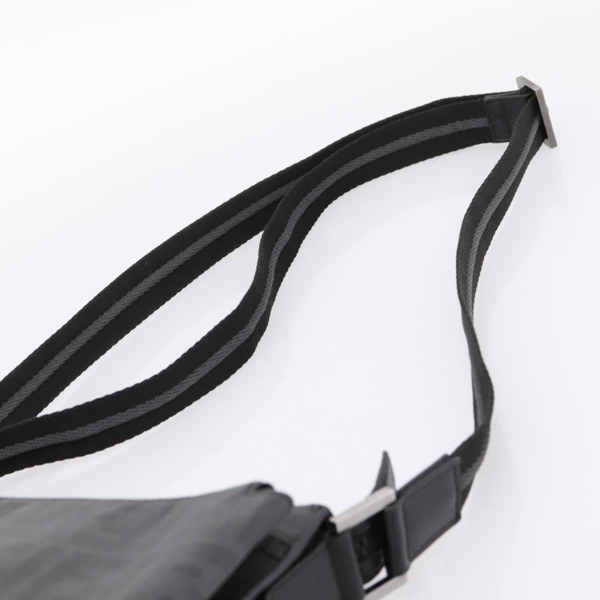 FENDI Zucca Canvas Shoulder Bag PVC Black Silver Auth 204826A