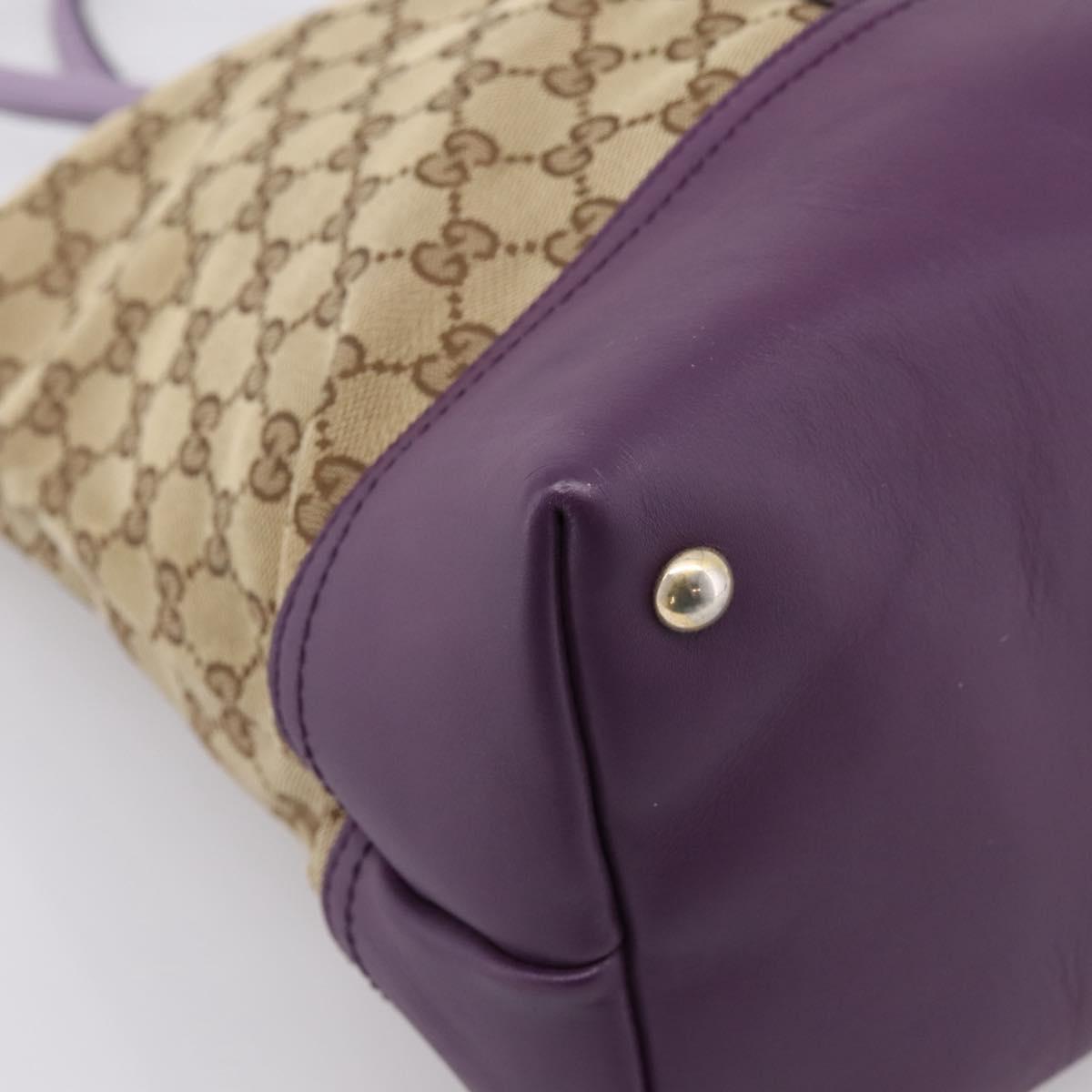 GUCCI GG Canvas Tote Bag Beige Gold 282325 Auth 204828
