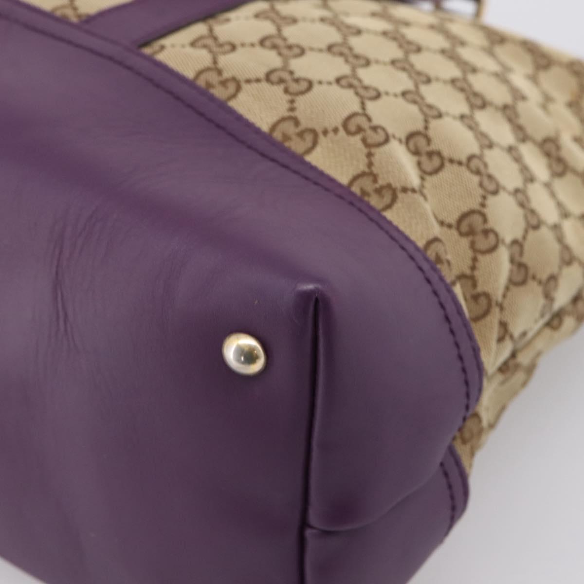GUCCI GG Canvas Tote Bag Beige Gold 282325 Auth 204828