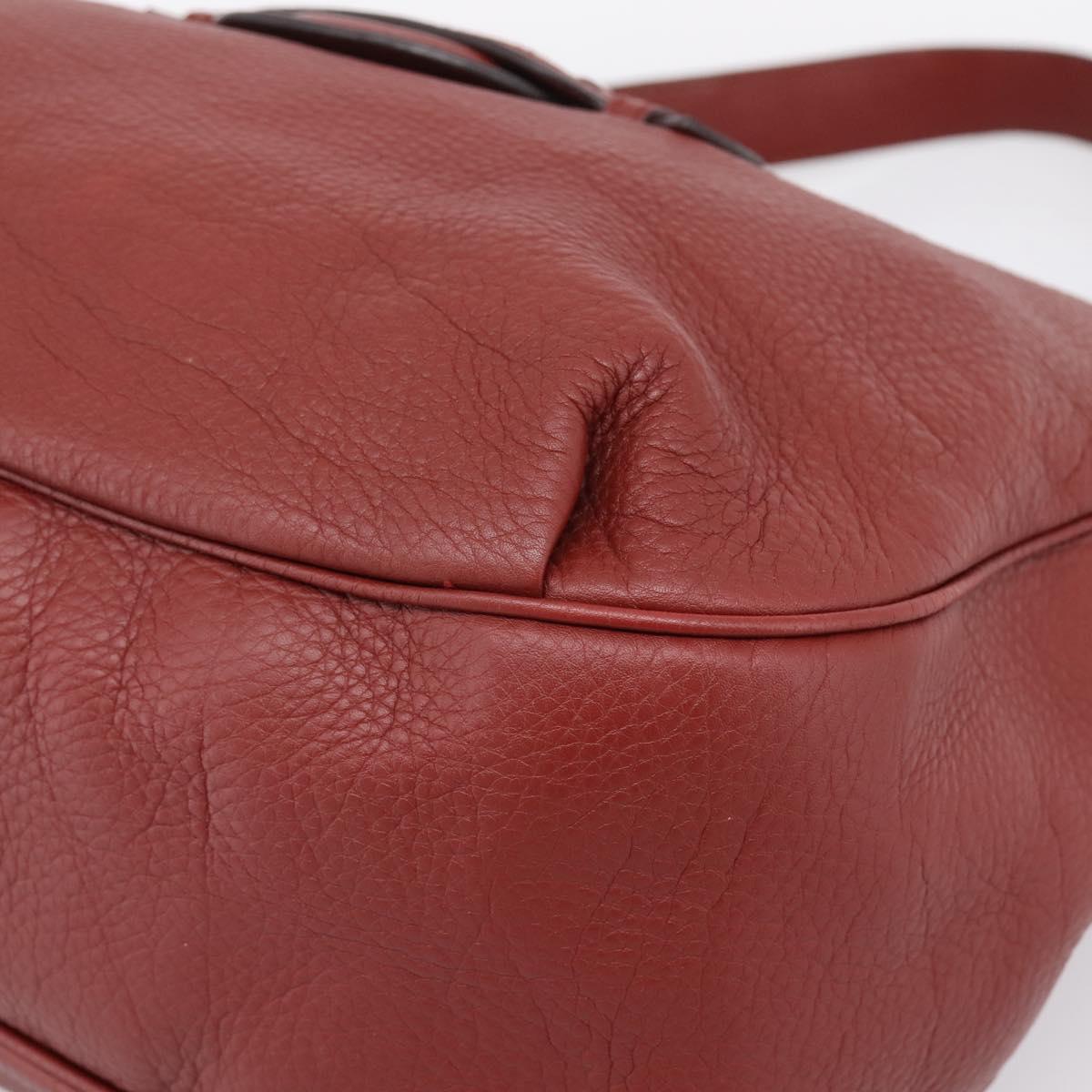 GUCCI Shoulder Bag Leather 2way Red Gold 296851 Auth 204829A