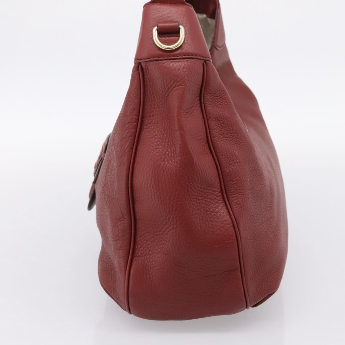 GUCCI Shoulder Bag Leather 2way Red Gold 296851 Auth 204829A