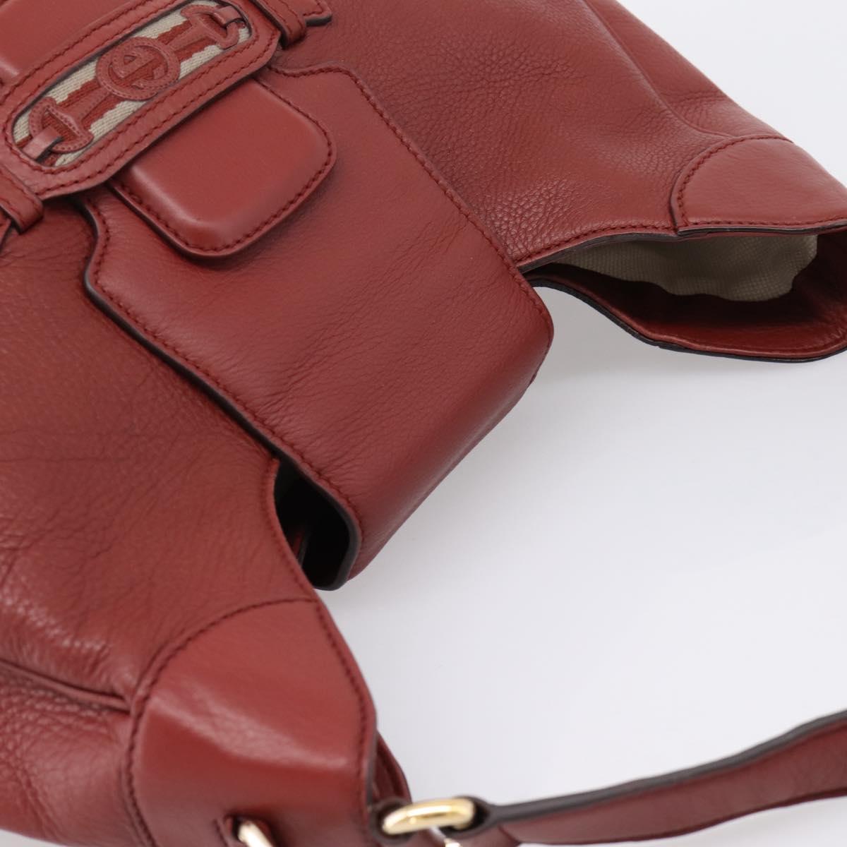 GUCCI Shoulder Bag Leather 2way Red Gold 296851 Auth 204829A