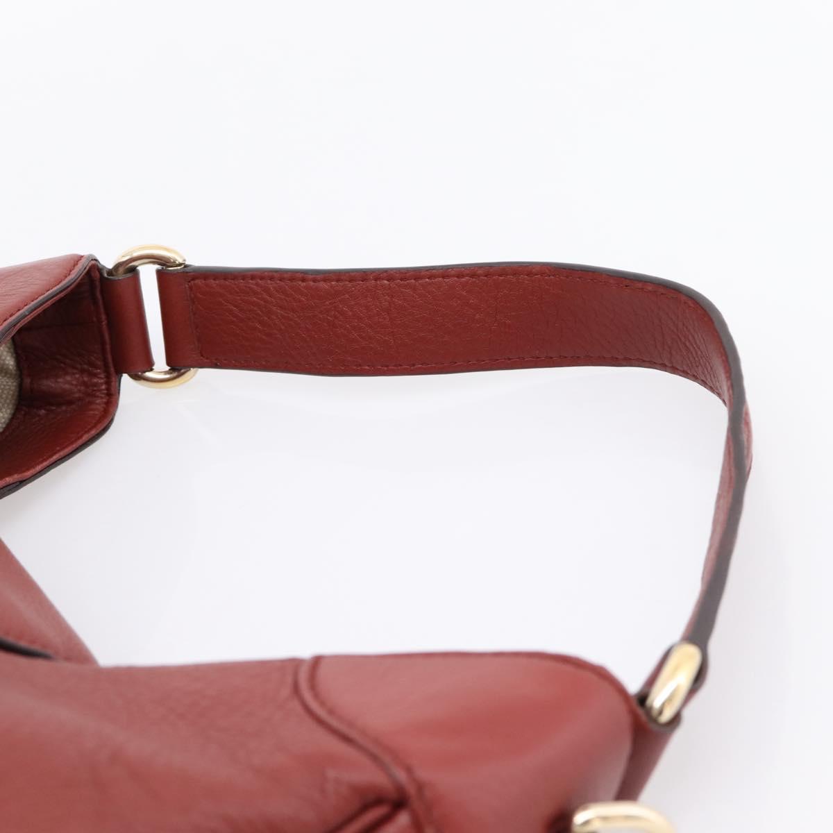 GUCCI Shoulder Bag Leather 2way Red Gold 296851 Auth 204829A
