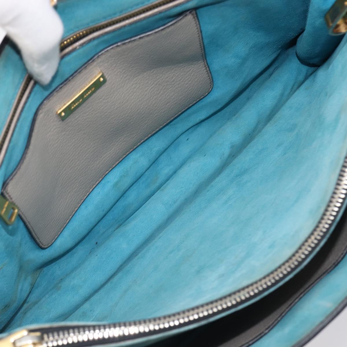 Miu Miu Hand Bag Leather 2way Gray Gold Auth 204830A