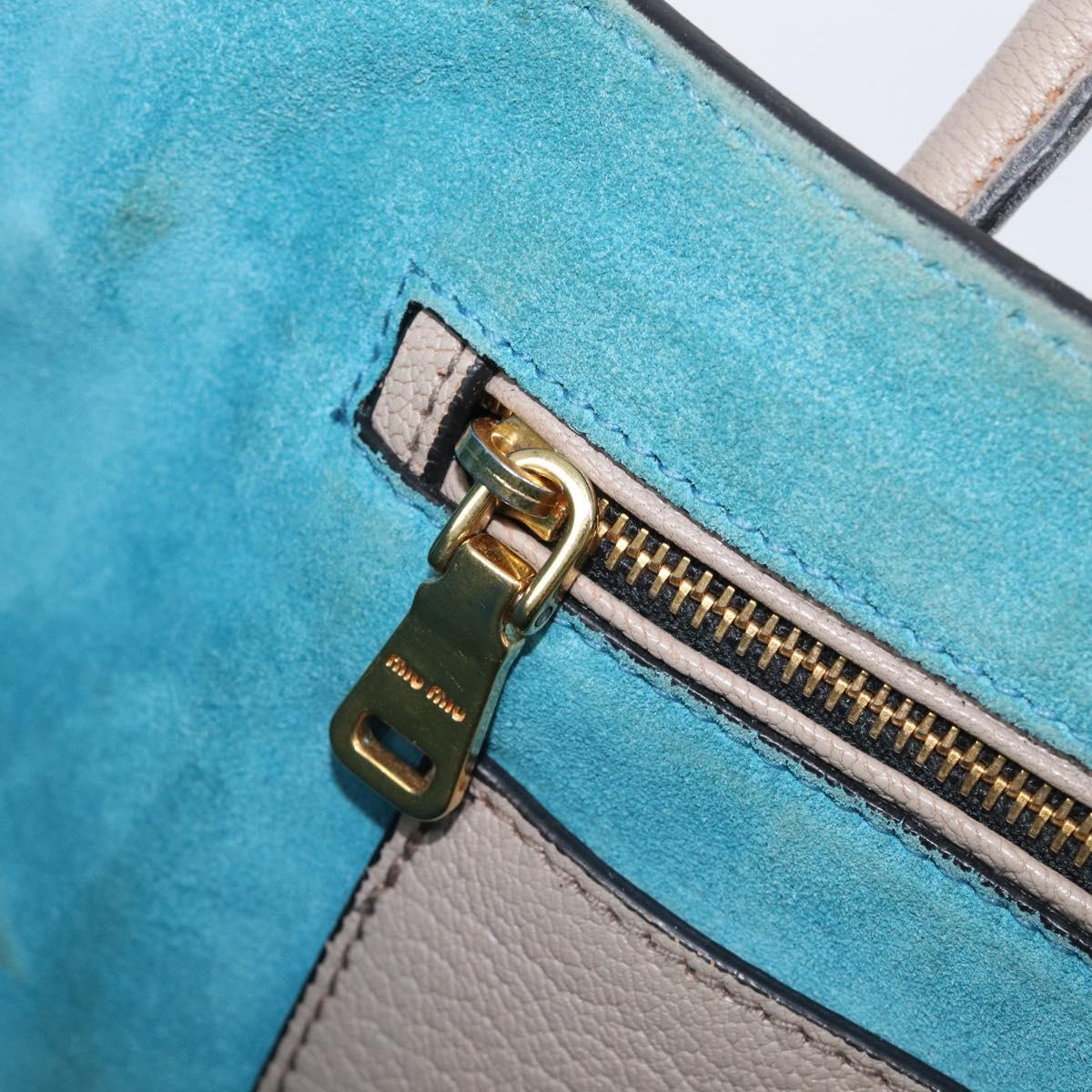 Miu Miu Hand Bag Leather 2way Gray Gold Auth 204830A