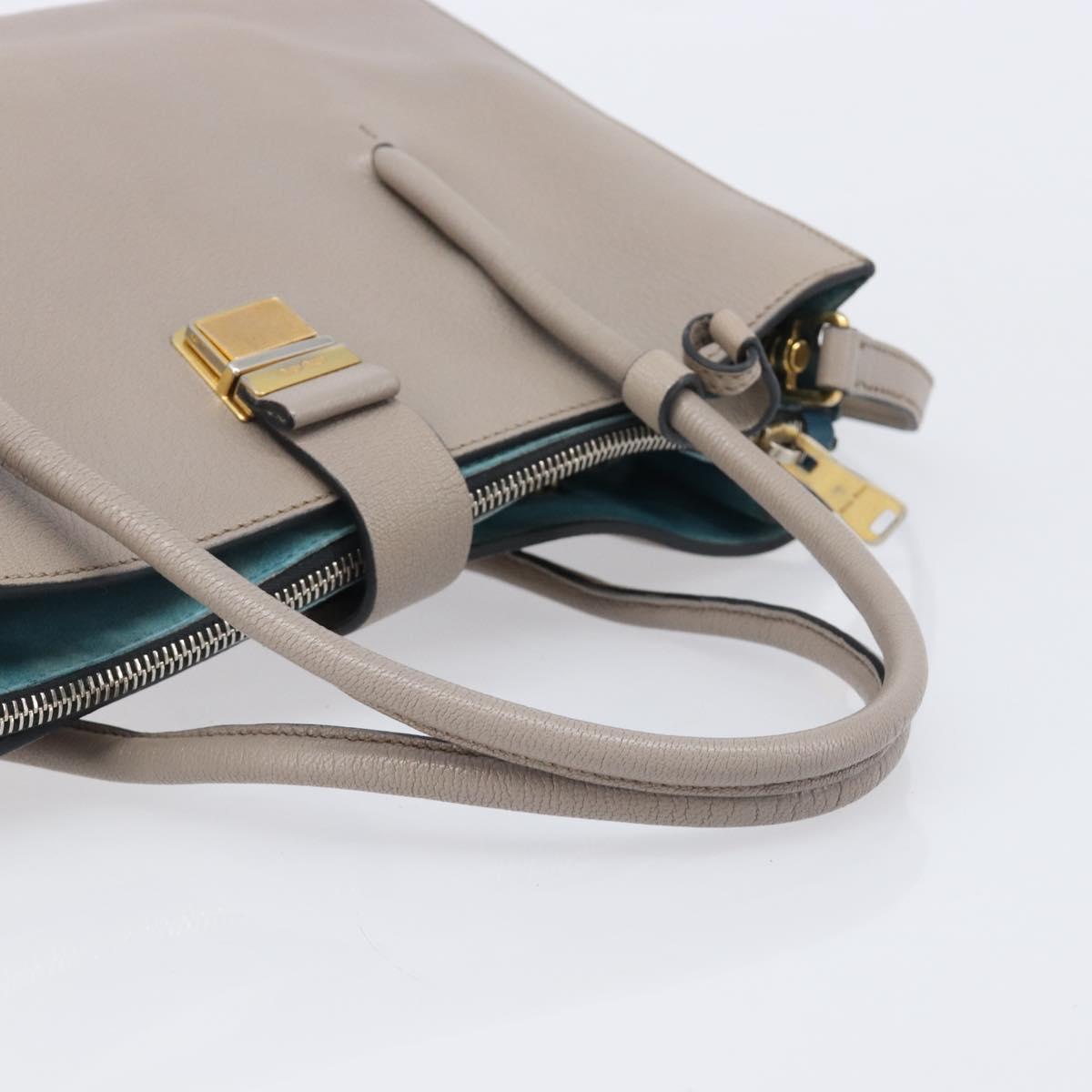 Miu Miu Hand Bag Leather 2way Gray Gold Auth 204830A