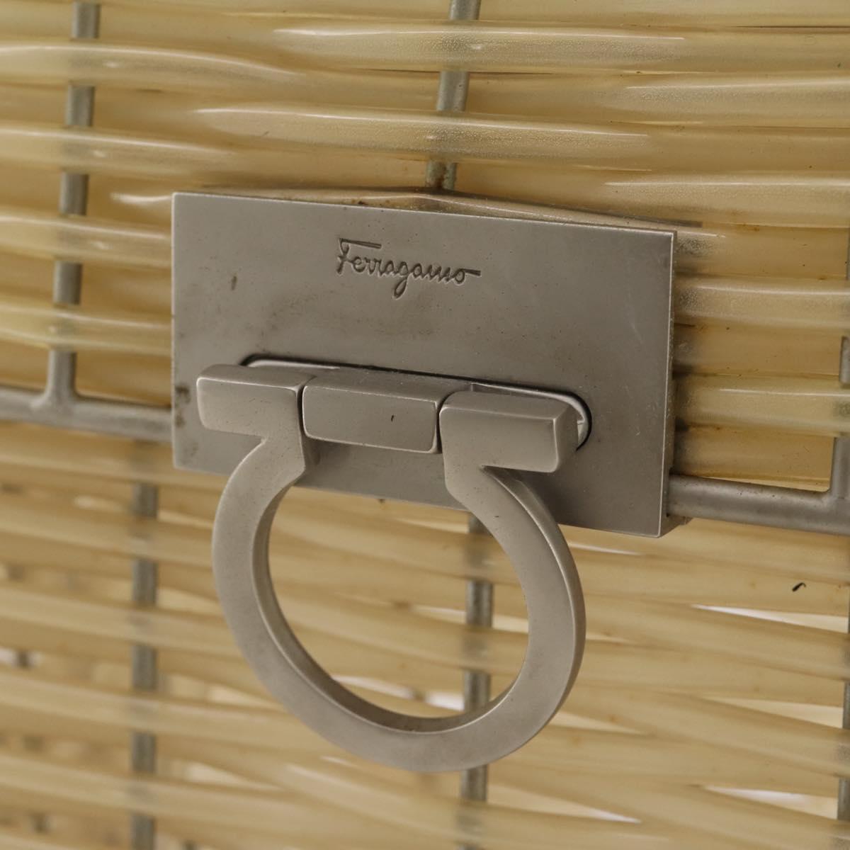 Salvatore Ferragamo Gancini Hand Bag Vinyl Clear Silver Auth 204833