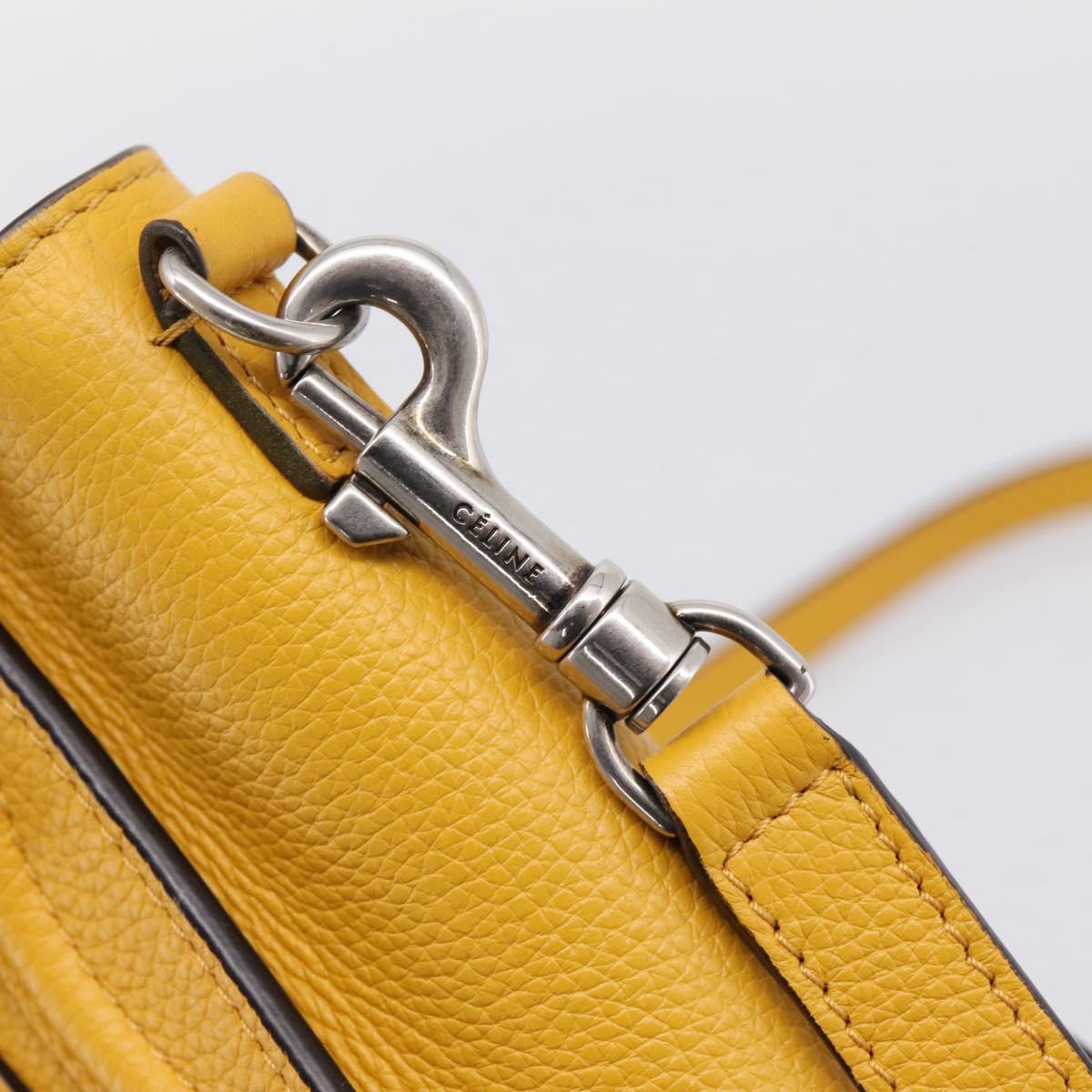 CELINE Luggage Nano Hand Bag Leather 2way Yellow Gold Auth 204834M