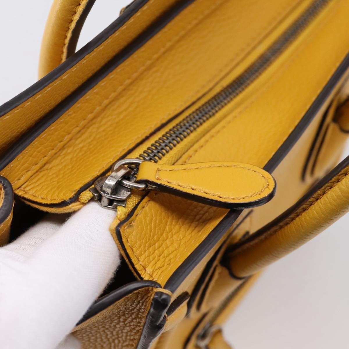 CELINE Luggage Nano Hand Bag Leather 2way Yellow Gold Auth 204834M