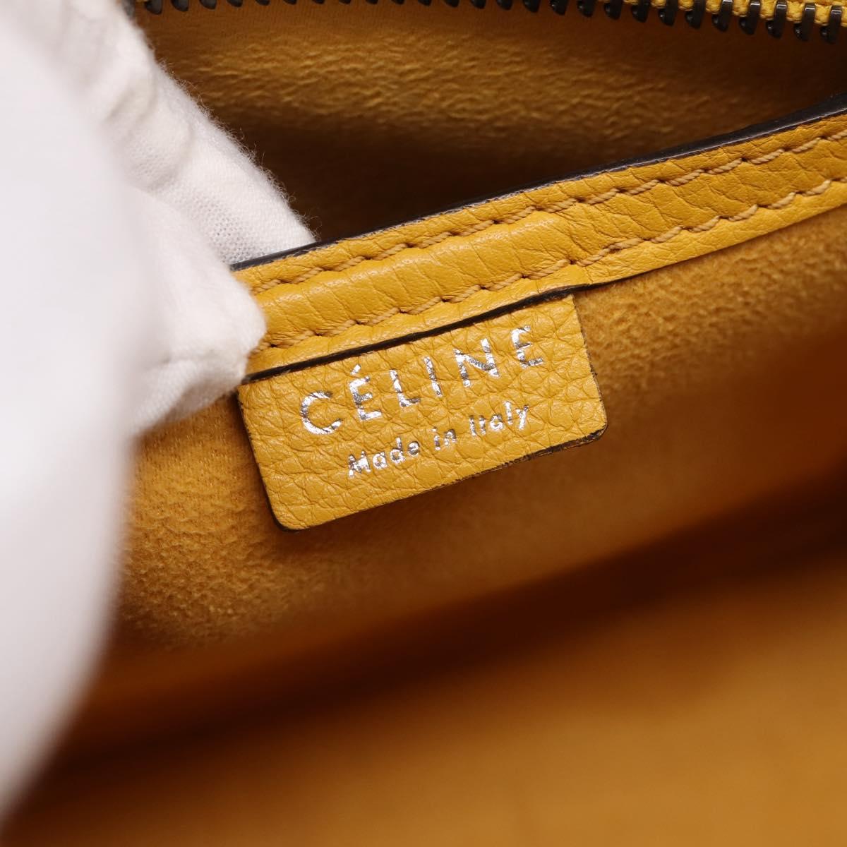 CELINE Luggage Nano Hand Bag Leather 2way Yellow Gold Auth 204834M