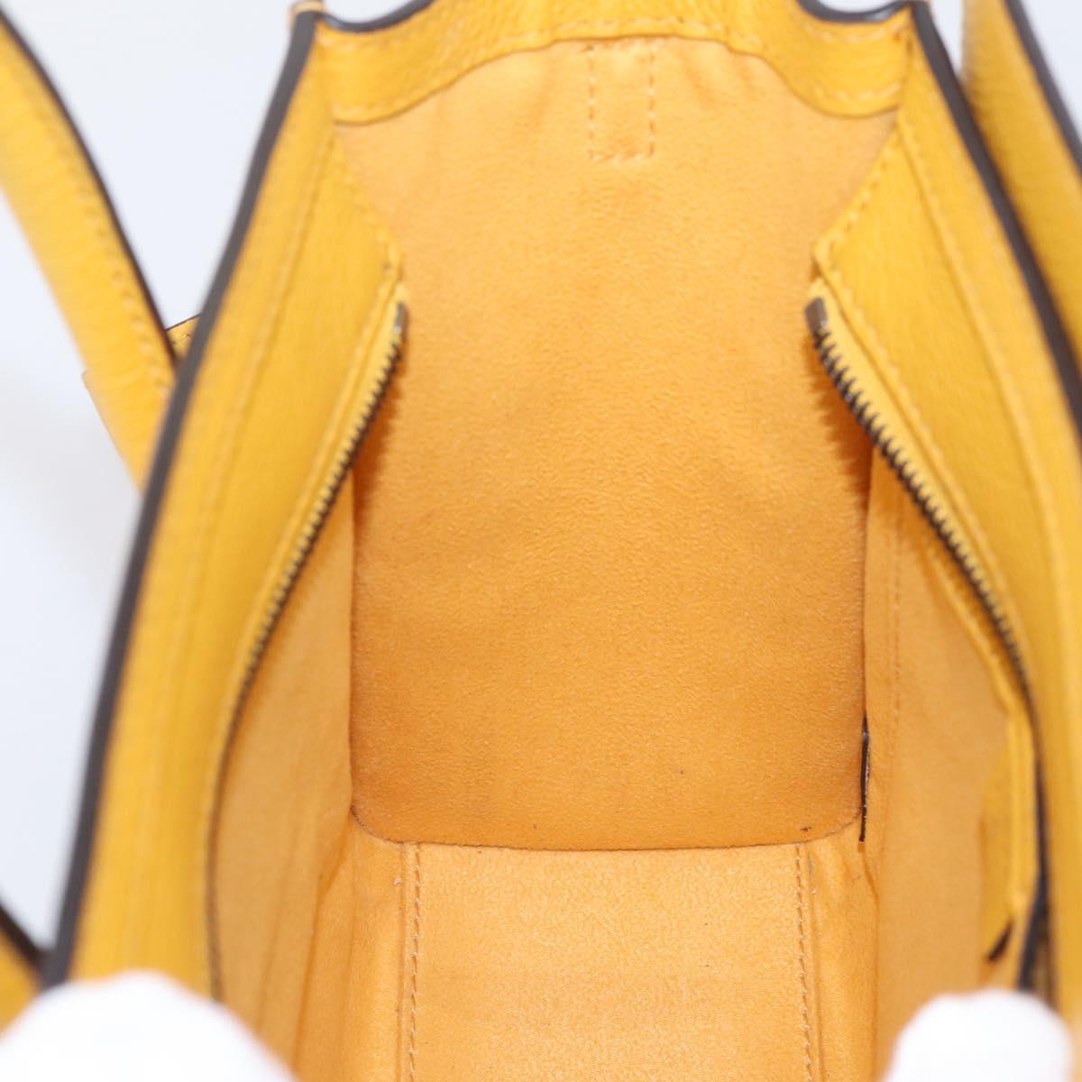 CELINE Luggage Nano Hand Bag Leather 2way Yellow Gold Auth 204834M