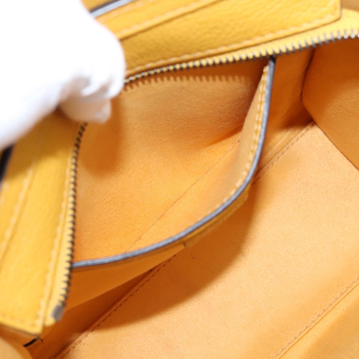 CELINE Luggage Nano Hand Bag Leather 2way Yellow Gold Auth 204834M