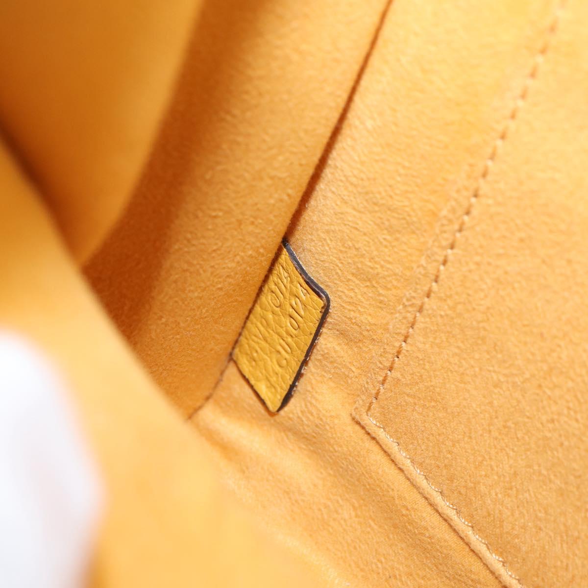 CELINE Luggage Nano Hand Bag Leather 2way Yellow Gold Auth 204834M