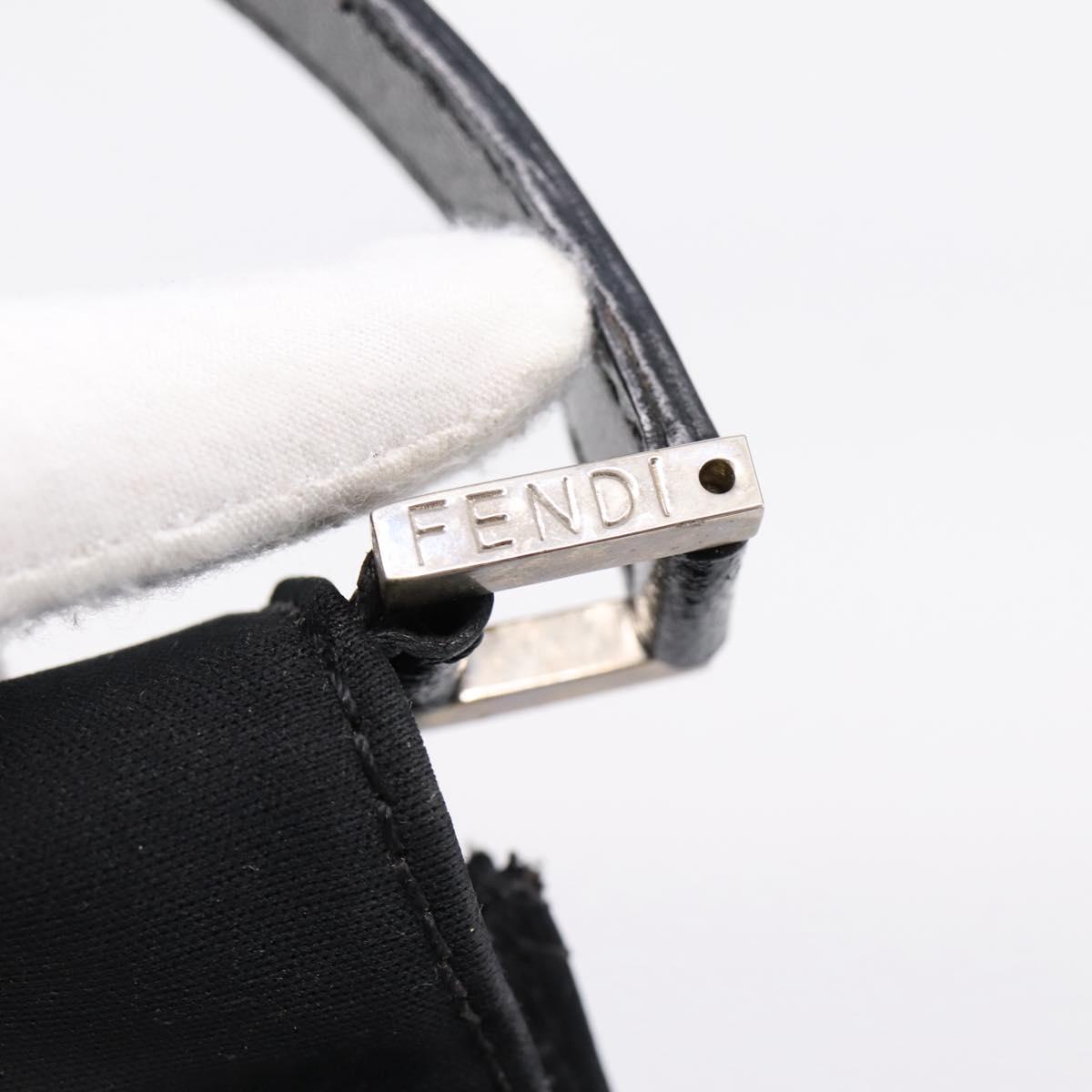 FENDI Mamma Baguette Shoulder Bag Cotton jersey Black Silver Auth 204836