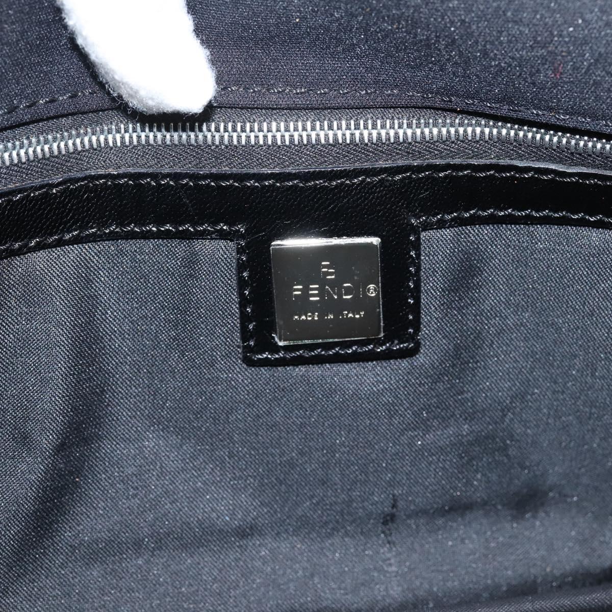FENDI Mamma Baguette Shoulder Bag Cotton jersey Black Silver Auth 204836