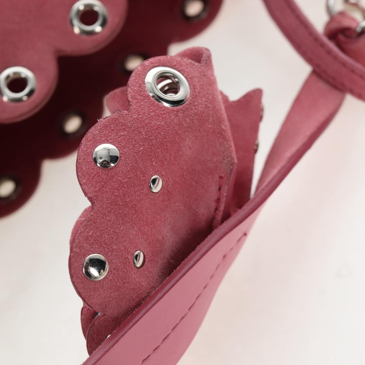 Miu Miu Shoulder Bag Suede Pink Silver Auth 204837A