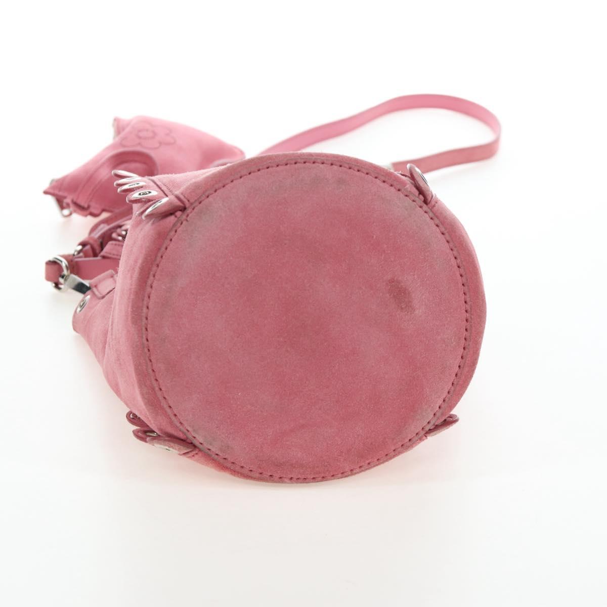 Miu Miu Shoulder Bag Suede Pink Silver Auth 204837A
