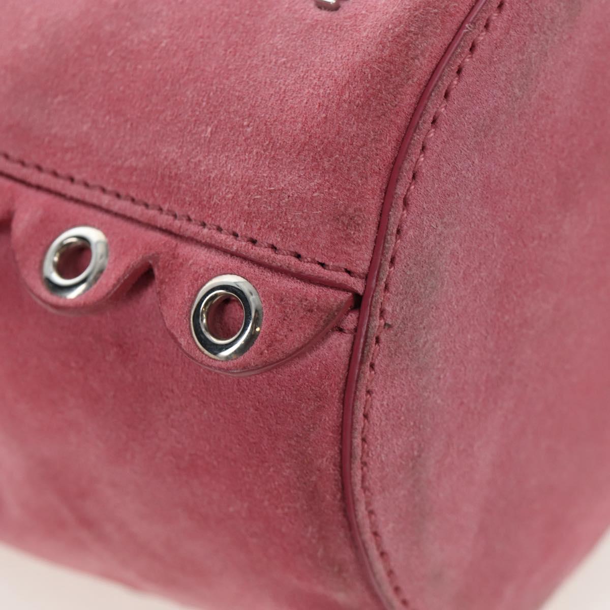 Miu Miu Shoulder Bag Suede Pink Silver Auth 204837A