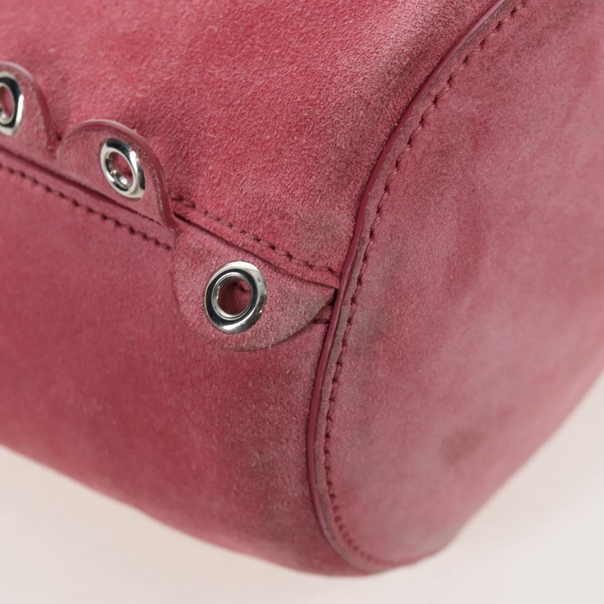 Miu Miu Shoulder Bag Suede Pink Silver Auth 204837A