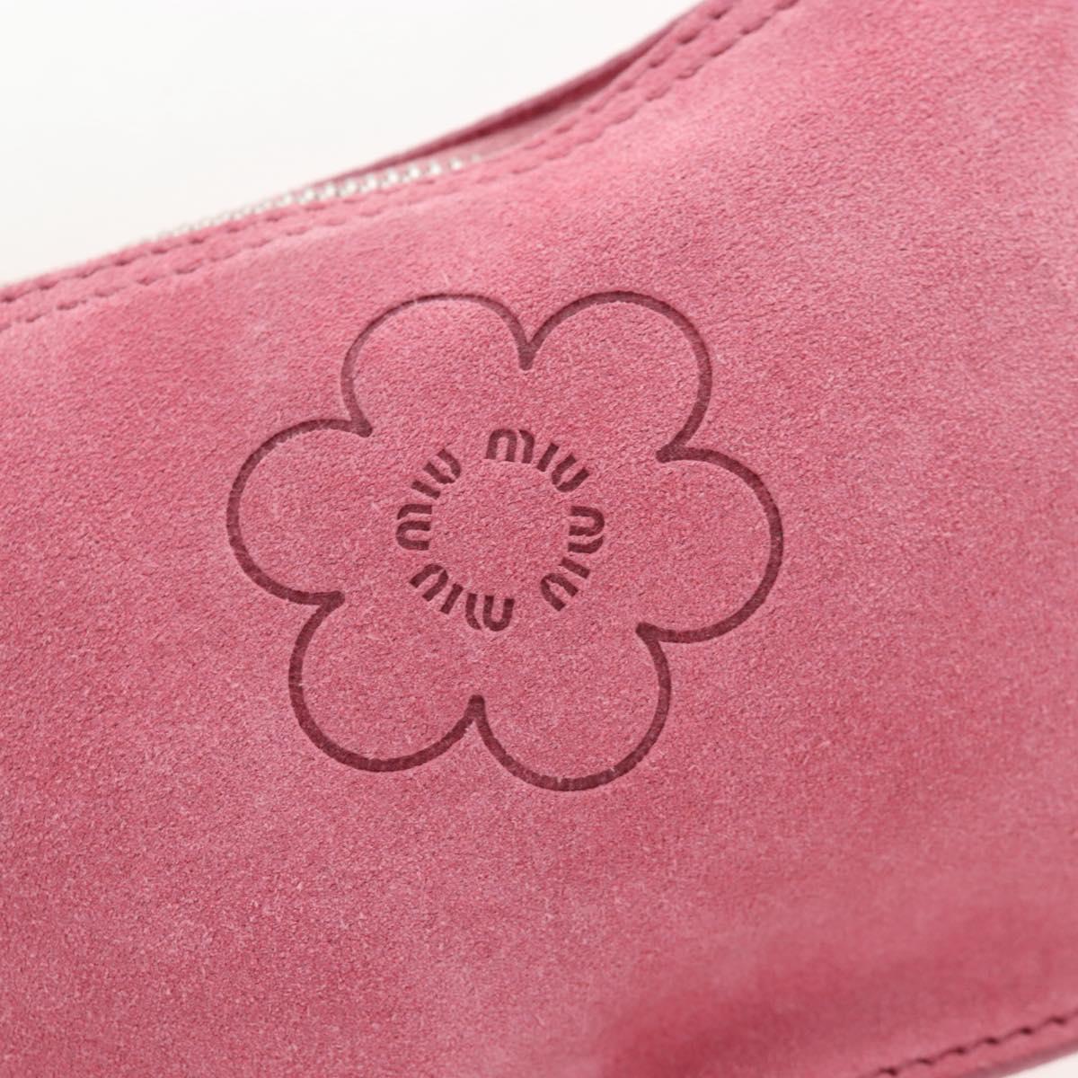 Miu Miu Shoulder Bag Suede Pink Silver Auth 204837A