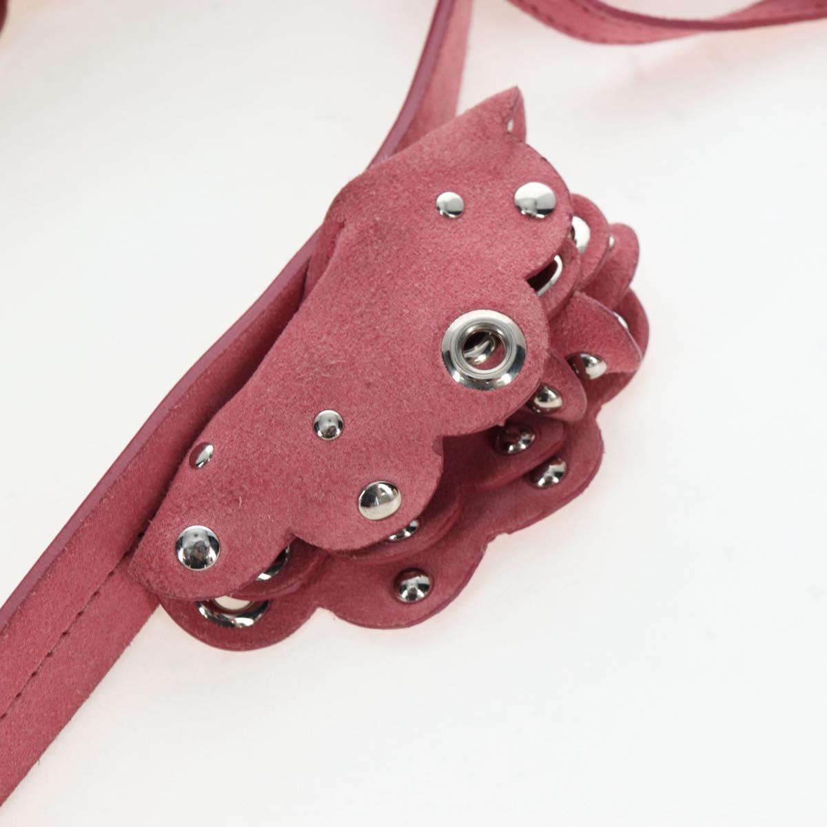 Miu Miu Shoulder Bag Suede Pink Silver Auth 204837A