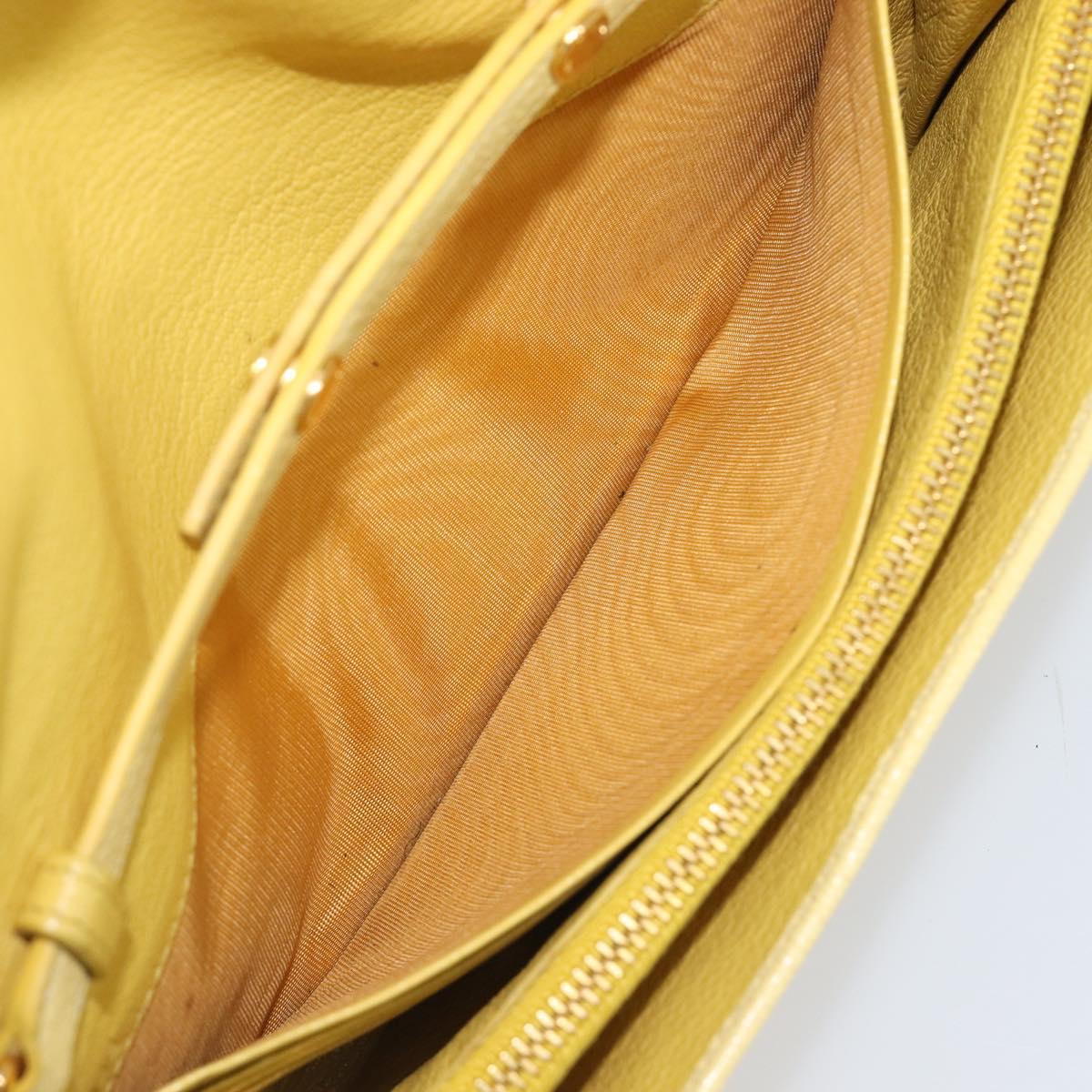 Miu Miu Chain Wallet Shoulder Bag Leather Yellow Gold Auth 204839A