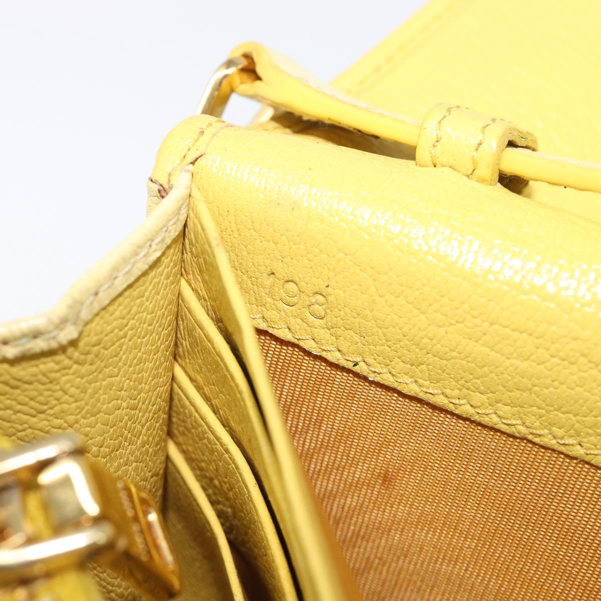 Miu Miu Chain Wallet Shoulder Bag Leather Yellow Gold Auth 204839A