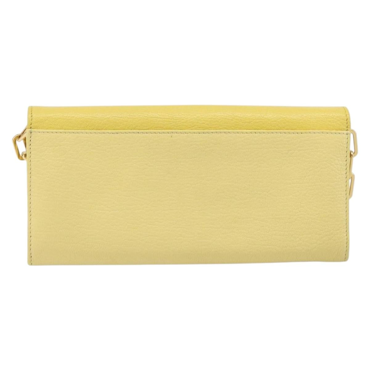 Miu Miu Chain Wallet Shoulder Bag Leather Yellow Gold Auth 204839A