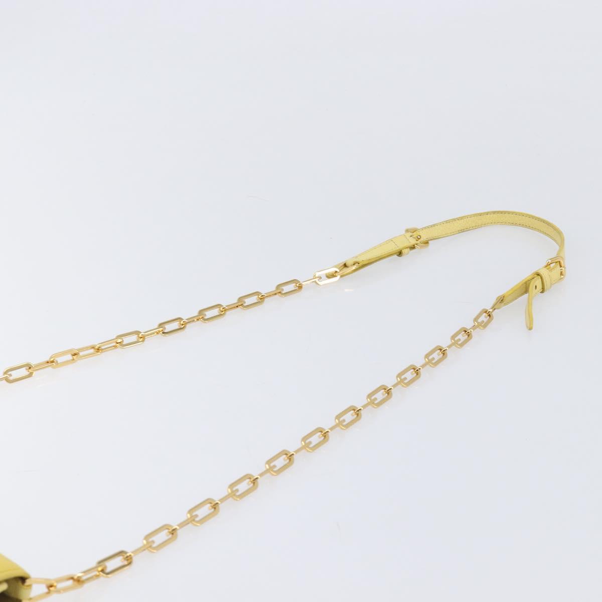 Miu Miu Chain Wallet Shoulder Bag Leather Yellow Gold Auth 204839A