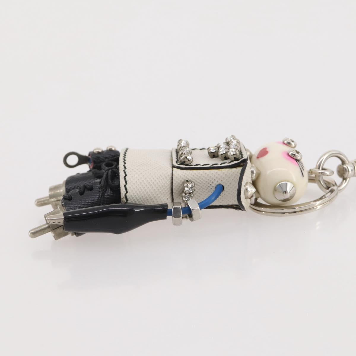 PRADA Robot Key Holder Saffiano leather White LV Auth 204840M