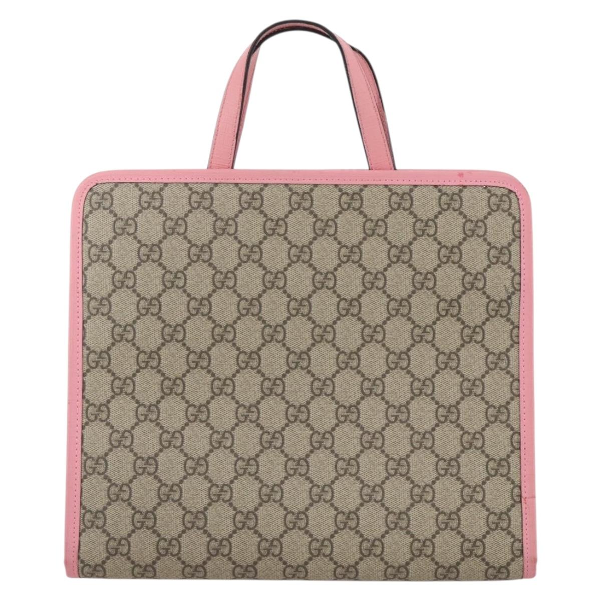 GUCCI GG Supreme Children's Hand Bag PVC Beige 630589 Auth 204842A