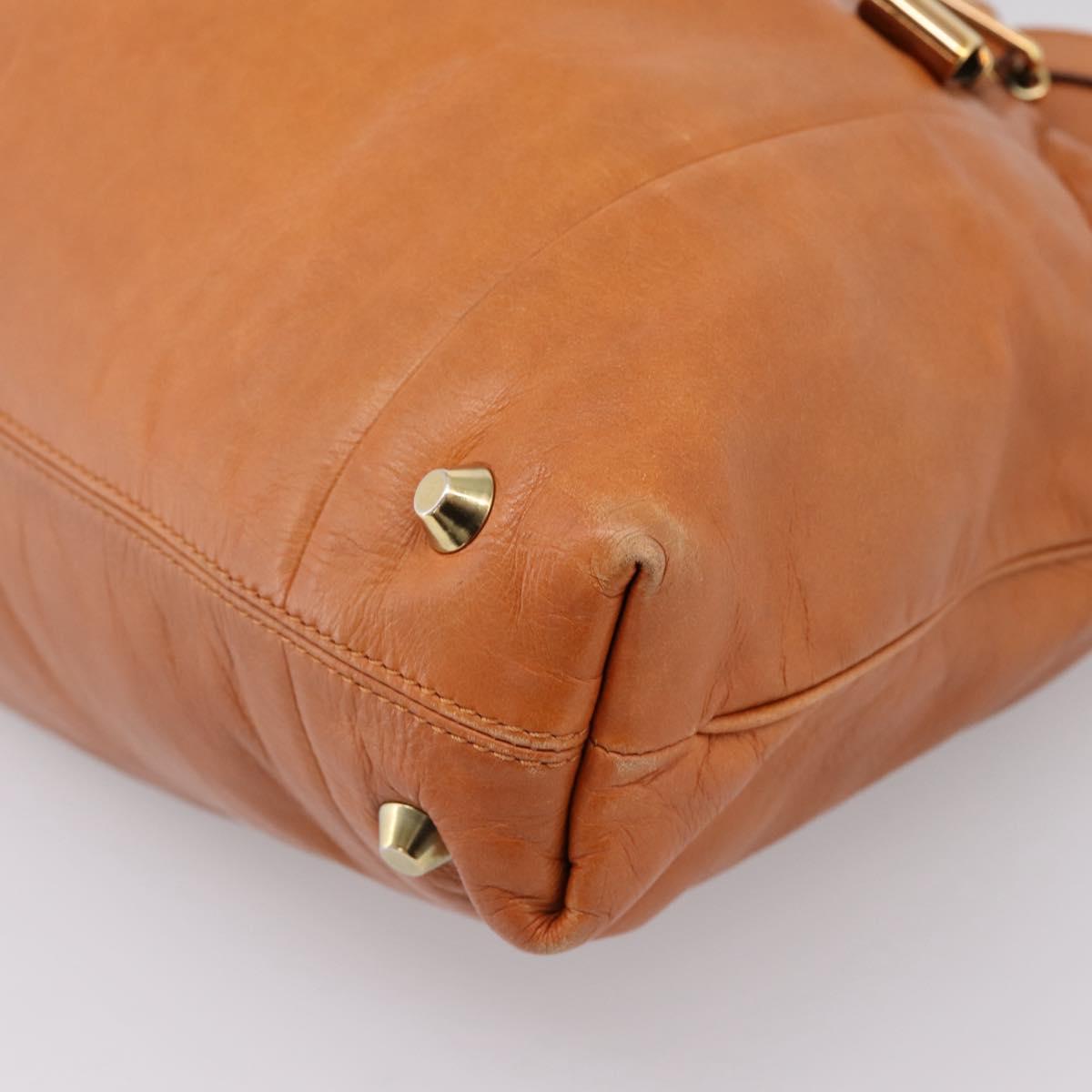 Chloe Victoria Tote Bag Leather Gold Brown Auth 204844