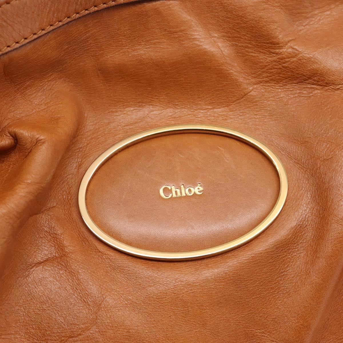 Chloe Victoria Tote Bag Leather Gold Brown Auth 204844