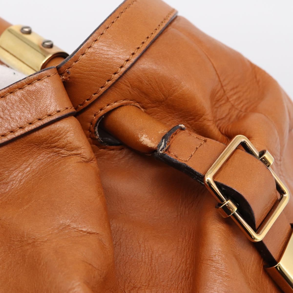 Chloe Victoria Tote Bag Leather Gold Brown Auth 204844
