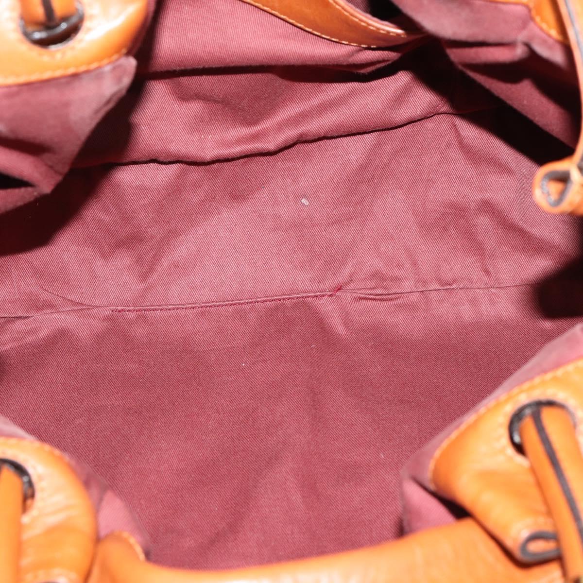 Chloe Victoria Tote Bag Leather Gold Brown Auth 204844